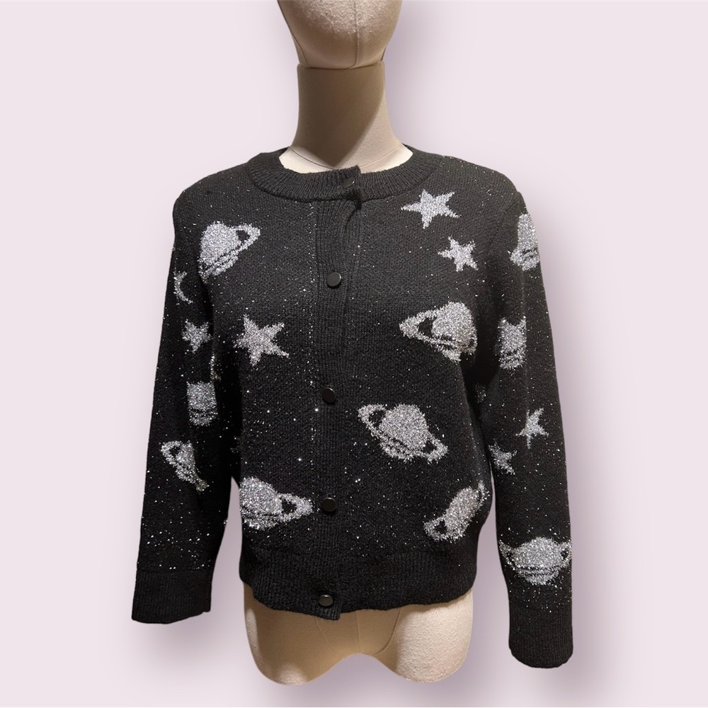 Zara Galaxy Black Knit Cardigan